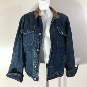 Vintage Bushwacker Denim and Suede Jean Jacket Made In USA Size Large